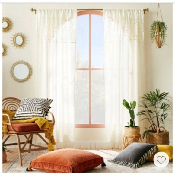 OPALHOUSE Designed w/ JUNGALOW Banded Geo Macrame Sheer Curtain Panel - Picture 1 of 8